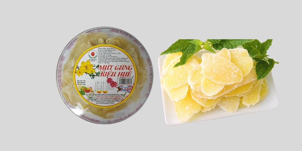 Mứt gừng Huế Xuân Hồng hộp nhựa 150g