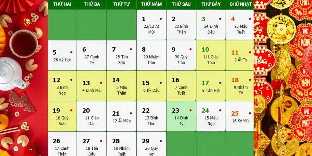 Lịch Tết nguyên đán 2024