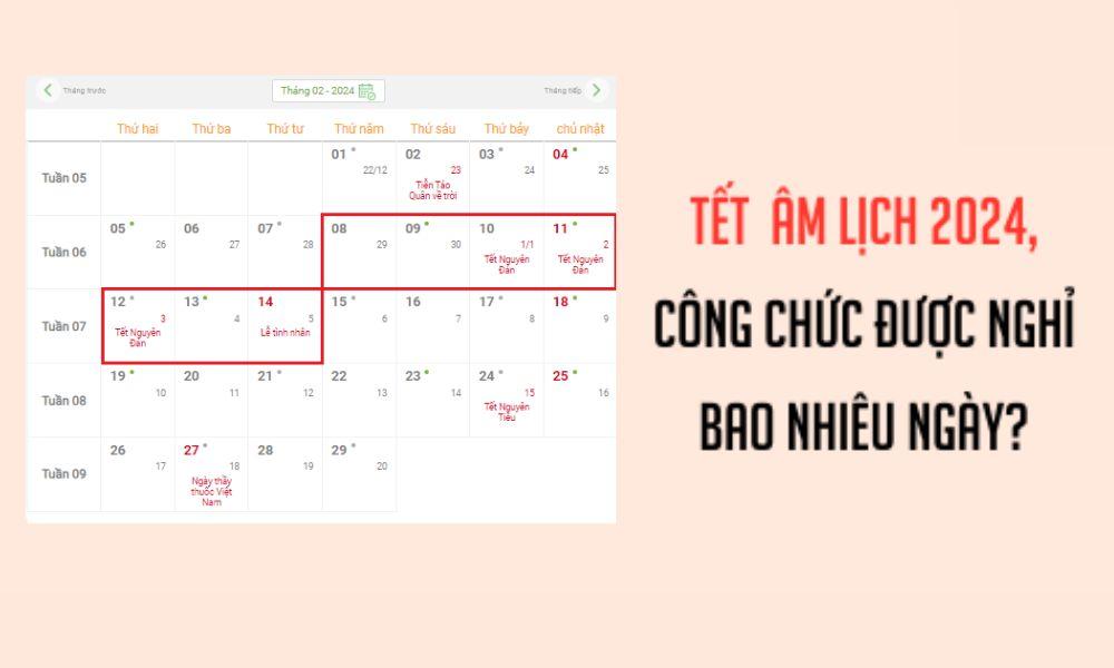 Lịch nghỉ Tết Nguyên Đán 2024 dành cho người làm việc vào thứ 7
