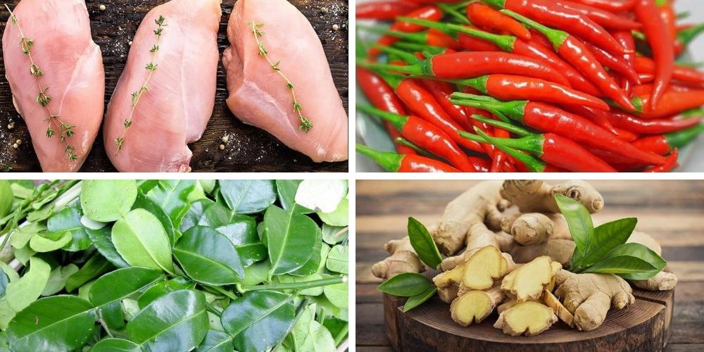 Nguyên liệu làm khô gà lá chanh