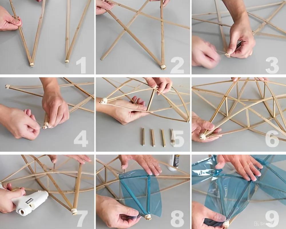 Các bước làm lồng đèn ngôi sao bằng tre