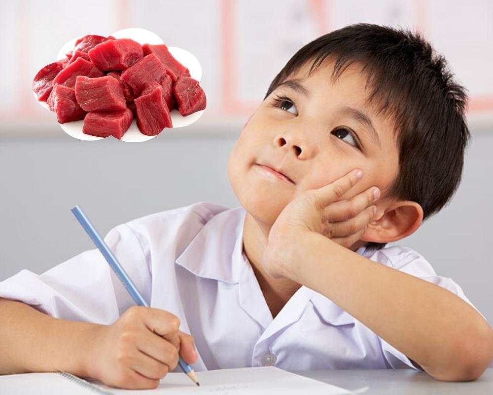 Thịt bò nạc còn chứa kẽm giúp cải thiện khả năng ghi nhớ của trẻ.