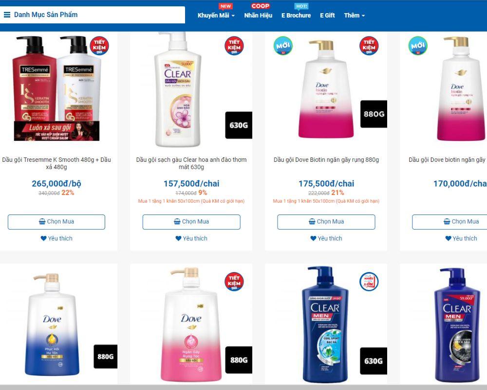 Các loại dầu gội tại Co.op Online