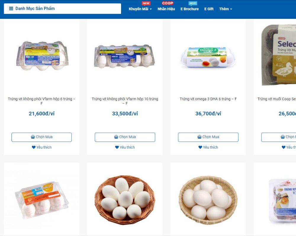 Mua trứng trên website Cooponline.vn