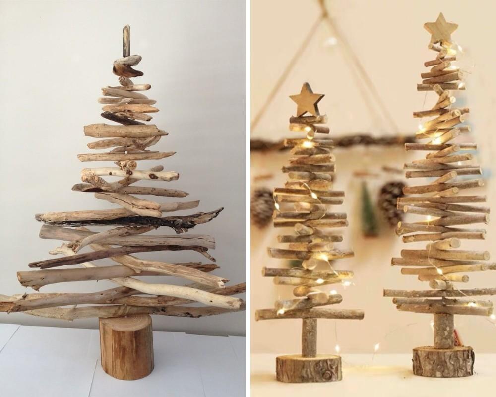 Làm cây thông Noel bằng cành cây khô