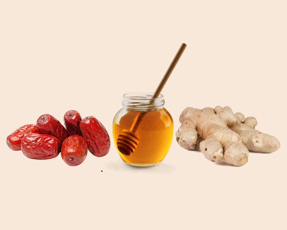 Nguyên liệu làm trà gừng táo đỏ