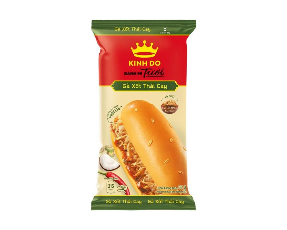 Bánh mì tươi Kinh Đô gà sốt thái cay 55g