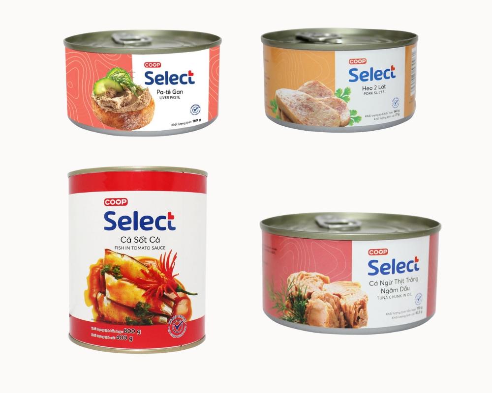 Thực phẩm đóng hộp Co.op Select tiện lợi cho ngày mưa bão