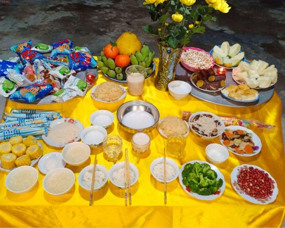 Mâm cúng giao thừa ngoài trời
