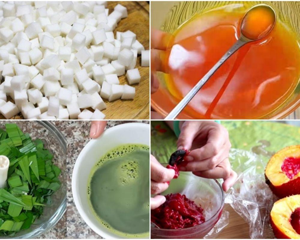 Bước 3: Trộn cùi dừa với màu sắc