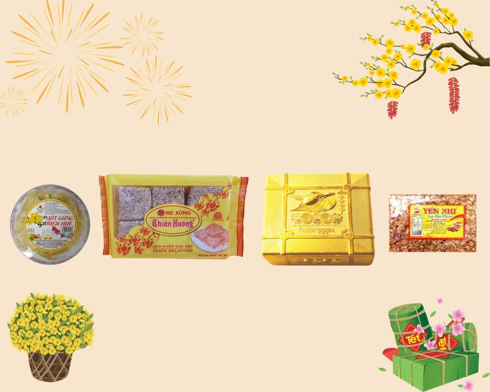 Mứt tết kết hợp bánh kẹo làm quà